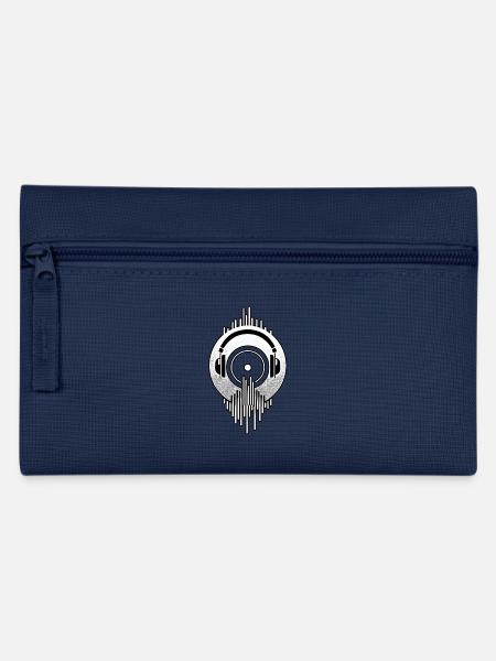 Musik Schallplatte Kopfhörer Retro DJ Design - Federtasche - Navy