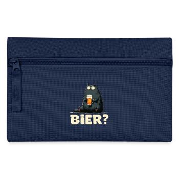 Funny cat with beer - Pencil Case - navy - Front