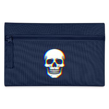 Glitch Skull - Cyber Art - Pencil Case - navy - Front