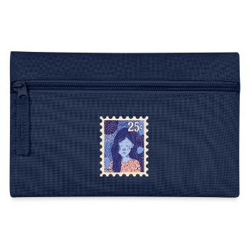 Mädchen mit langen Haaren im Retro-Look - Federtasche - Navy - Vorne