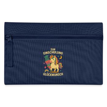 Einschulung Einhorn Schulanfang Grundschule - Federtasche - Navy - Vorne