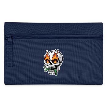 Flammen Totenkopf mit grünem Schleim im Mund - Federtasche - Navy - Vorne