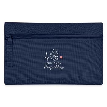 Heartbeat Design Mom Love Child Mother Mother's Day - Pencil Case - navy - Front