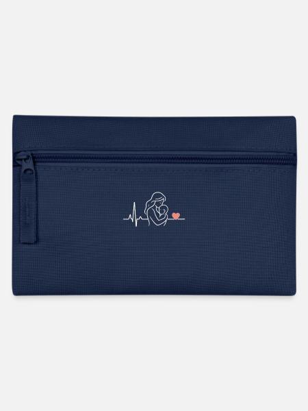 Heartbeat Design Maman Amour Enfant Mère Fête des Mères - Trousse - marine