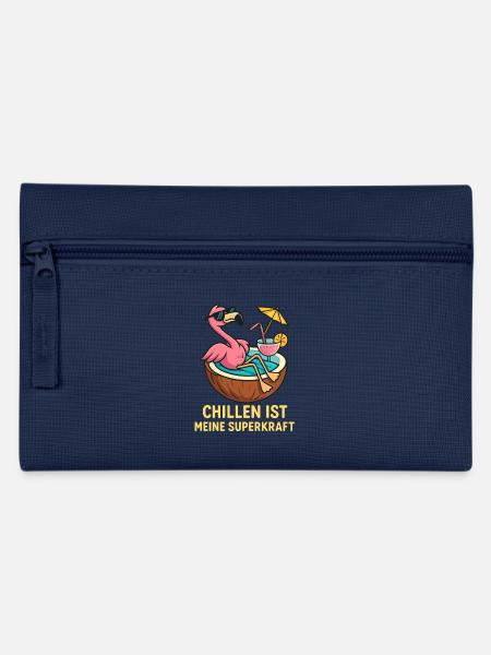 Flamingo Urlaub Sommer Strand Retro Design - Federtasche - Navy