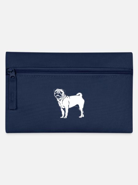 Mops lustige Hunde Hund Portrait Wilsigns - Federtasche - Navy