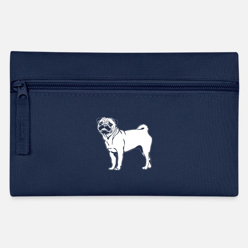 Mops lustige Hunde Hund Portrait Wilsigns - Federtasche - Navy