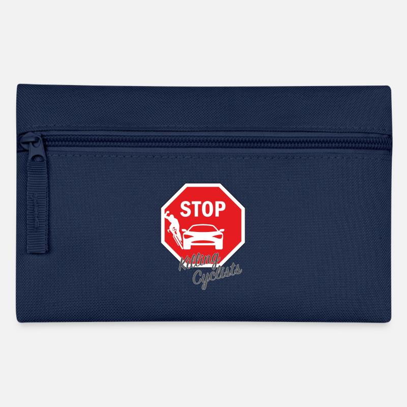 T-Shirt mit Druck Stop killing cyclists/ Radfahrer - Federtasche - Navy