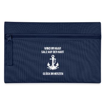 Wind im Haar, Salz auf der Haut, Glück im Herzen - Federtasche - Navy - Vorne