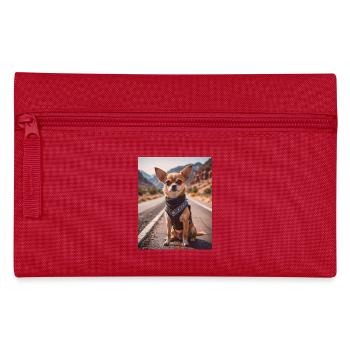 super süße hunde mode opfer Chihuahua Biker - Federtasche - Rot - Vorne