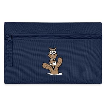 Owl Cactus Desert 2 Friends Happy Team Cartoon - Pencil Case - navy - Front