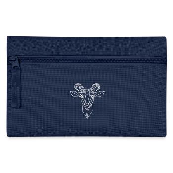 Goat Polygon – Geometric Animal Design Modern - Pencil Case - navy - Front