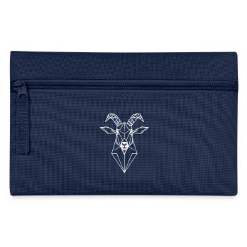 Polygon Goat – Geometric Minimalist Animal Art - Pencil Case - navy - Front