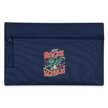 Dino T-Shirt Einschulung – Jetzt rocke ich Schule - Federtasche - Navy - Vorne