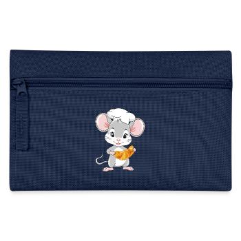 Happy chef mouse with a croissant - Pencil Case - navy - Front