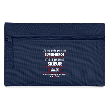 Pas un super-héros mais skieur, fête des pères - Trousse - marine - Devant