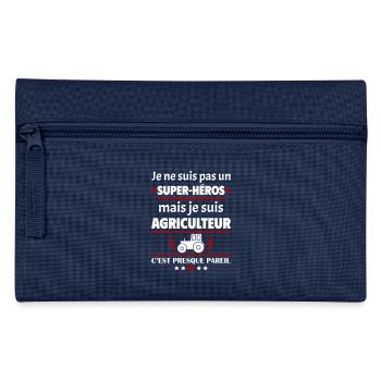 Pas un super héros mais agriculteur,fête des pères - Trousse - marine - Devant