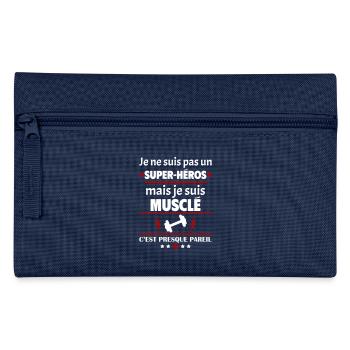 Pas un super-héros mais musclé, fête des pères - Trousse - marine - Devant