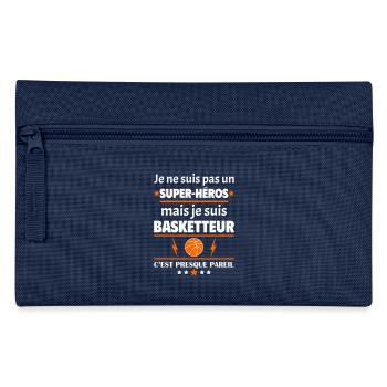 Pas un super héros mais basketteur, fête des pères - Trousse - marine - Devant