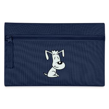 Hund Sitzt Süß Kleiner Glücklicher Welpe Haustier - Federtasche - Navy - Vorne