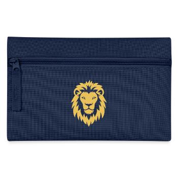 tête de lion, symbole lion jaune, logo - Trousse - marine - Devant