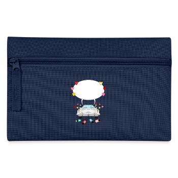 Hochzeitsauto mit Sprechblase in Silber - Federtasche - Navy - Vorne