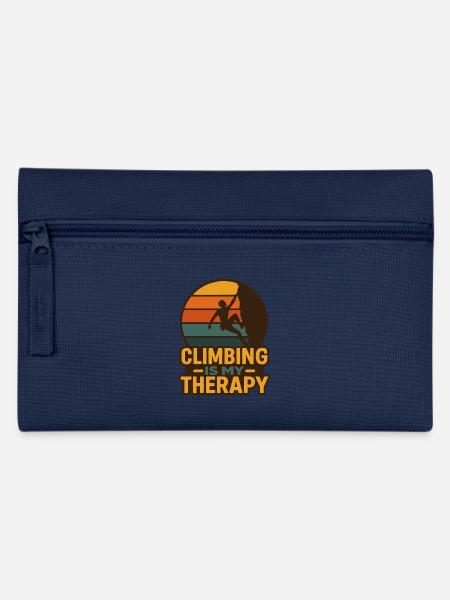 Climbing My Therapy – Retro Climbing Design - Pencil Case - navy