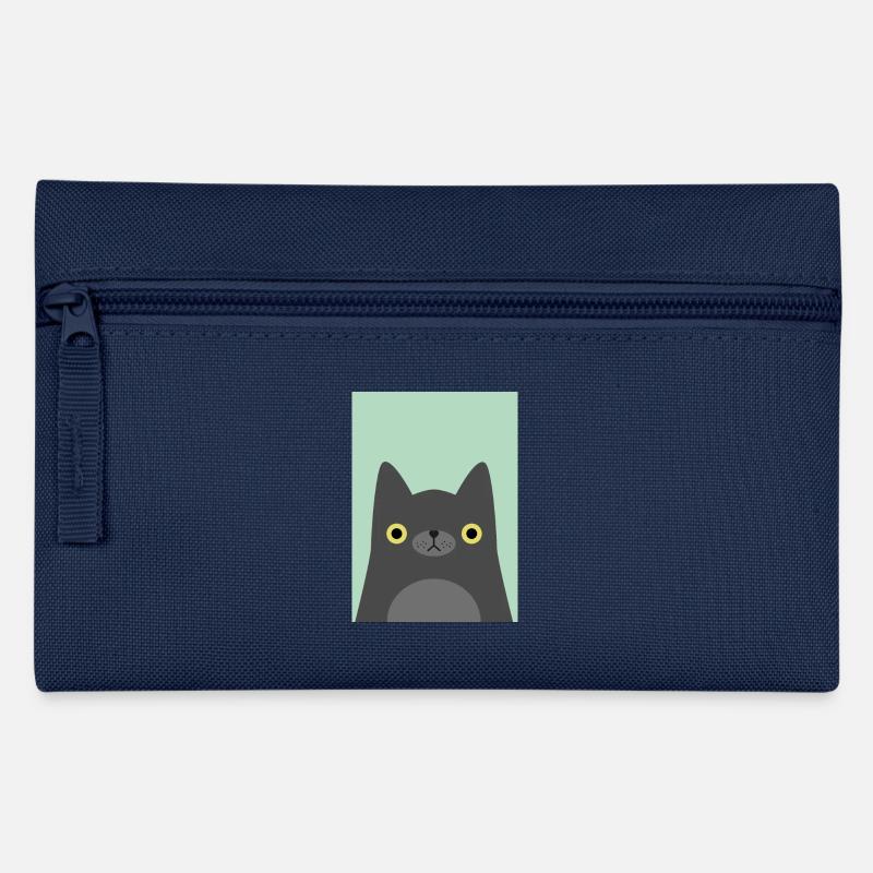 Schwarzer Kater - Federtasche - Navy