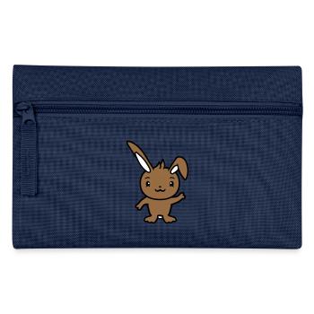 Hase winkt freundlich Begrüßung Hand winken Hallo - Federtasche - Navy - Vorne