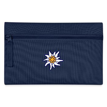 Weiße Alpen Edelweiß Blume Bergblume Berge Wandern - Federtasche - Navy - Vorne