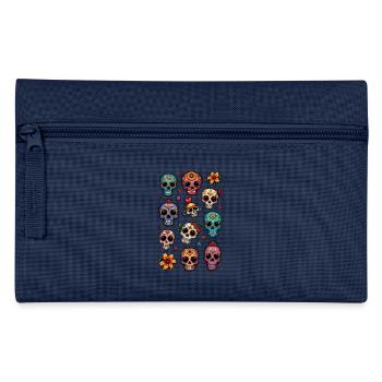 Tête de mort mexicaine - sugar skull - doodle - Trousse - marine - Devant
