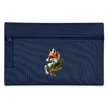 Mystical Fox with Forest – Nature Art Design - Pencil Case - navy - Front