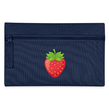 Erdbeere Strawberry Obst Frucht Früchte Zeichnung - Federtasche - Navy - Vorne