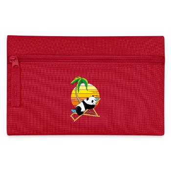 Baby panda bear relaxing on the deck chair - Pencil Case - red - Front