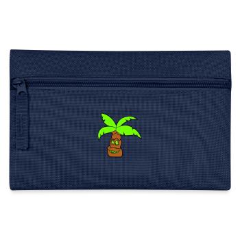 Lustige Palme Gesicht Insel Urlaub Glücklich Comic - Federtasche - Navy - Vorne