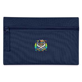 Serious cowboy owl with cowboy hat - Pencil Case - navy - Front