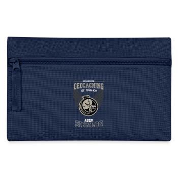 Geocaching Leben sinnlos - Geschenk - Federtasche - Navy - Vorne