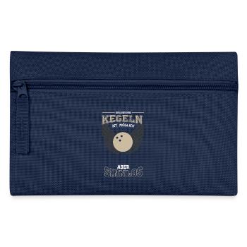Kegeln Bowling Leben sinnlos - Geschenk - Federtasche - Navy - Vorne