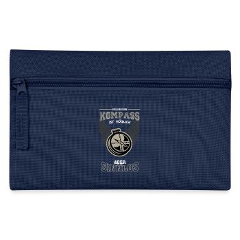Kompass Geocaching Leben sinnlos - Geschenk - Federtasche - Navy - Vorne