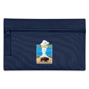 Vintage Yellowstone National Park Bison Geyser - Pencil Case - navy - Front