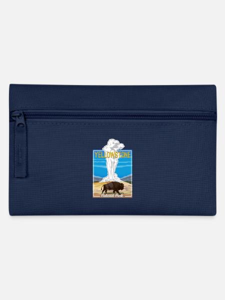 Vintage Yellowstone National Park Bison Geyser - Pencil Case - navy