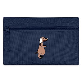 Hund Dicker Bauch Übergewicht Lustig Cartoon Comic - Federtasche - Navy - Vorne