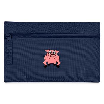 Cute cartoon comic pig peeps friendly - Pencil Case - navy - Front
