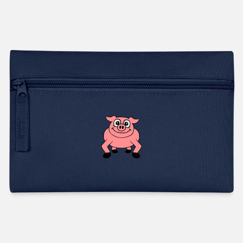 Cute cartoon comic pig peeps friendly - Pencil Case - navy