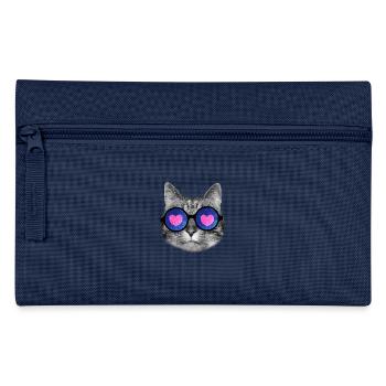Chat mignon avec des lunettes de cœur rose - Trousse - marine - Devant