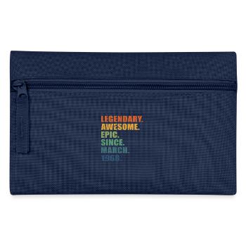 55th Birthday, March 1968, 55 Year Anniversary - Pencil Case - navy - Front