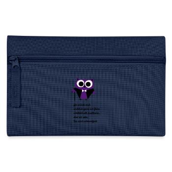 Eule, Satire, Spruch "Intellektuell duellieren" - Federtasche - Navy - Vorne