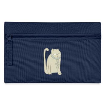 Katze mit Glücksknoten um den Hals - Federtasche - Navy - Vorne