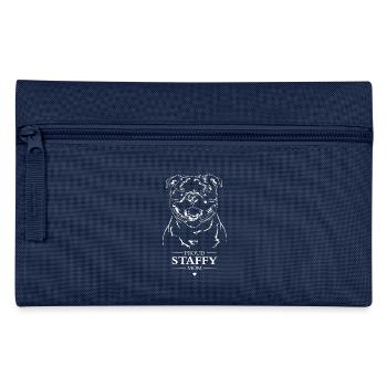 Staffy Mom Staffordshire Bullterrier Hund Wilsigns - Federtasche - Navy - Vorne