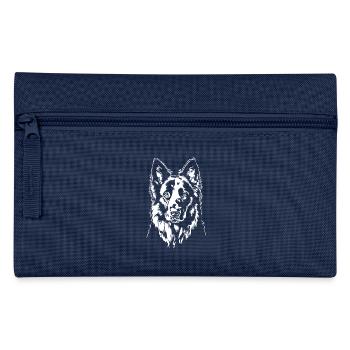Deutscher Schwarzer Schäferhund Portrait Wilsigns - Federtasche - Navy - Vorne